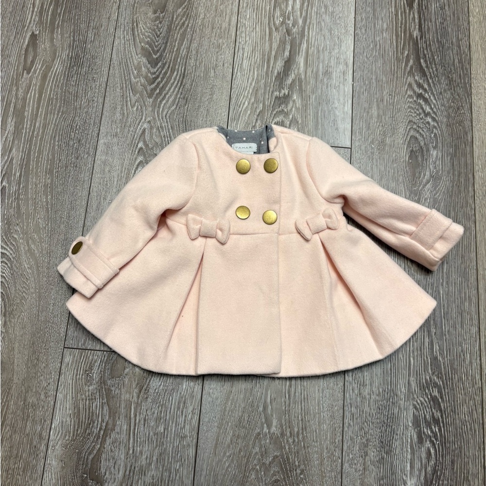 Tahari Pink Double-Breasted Kids Pea Coat